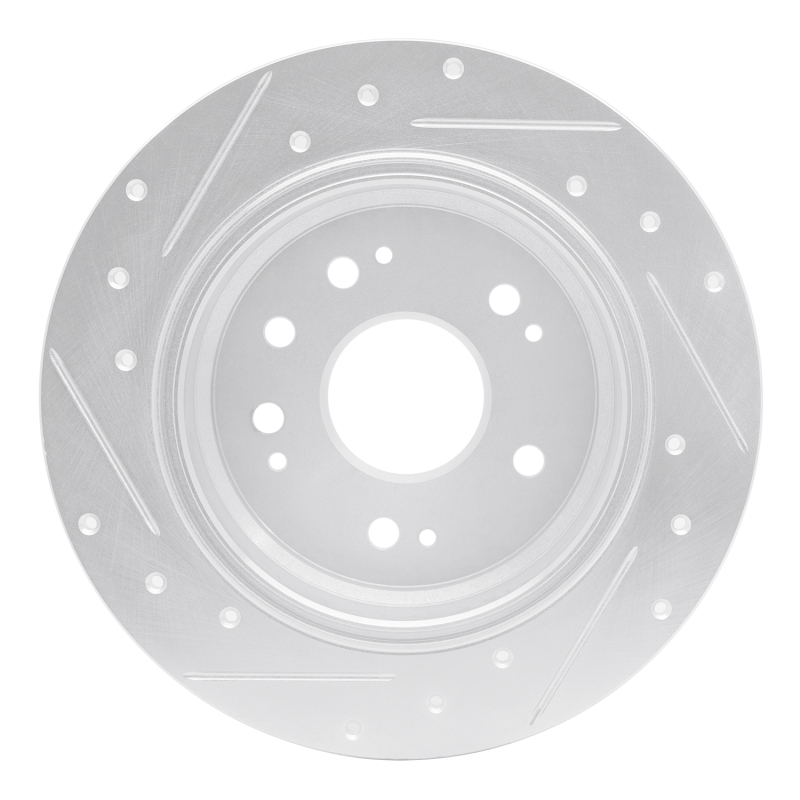 Honda CR-V Brake Rotor (1) - Rear Right - R1 Concepts - Drilled & Slotted - Silver - `02-`04